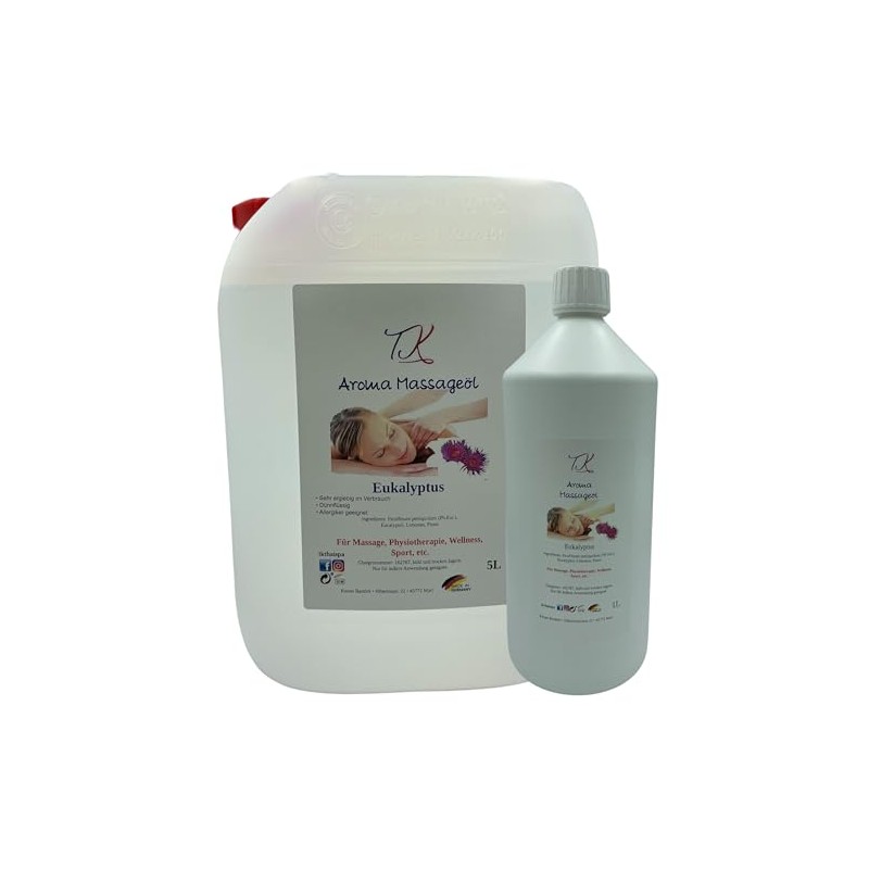 1 Litre Aroma Massage Oil - Eucalyptus for Massage, Physiotherapy,