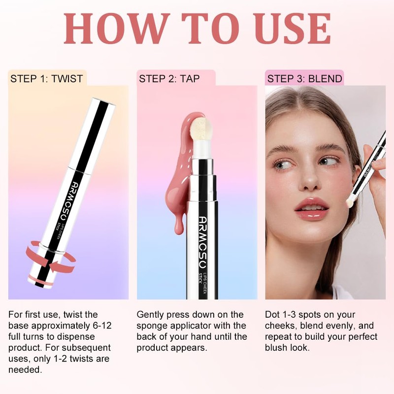 AOOHA Liquid Blush Wand,Blush Beauty Wand,Soft Cream Blush Tint