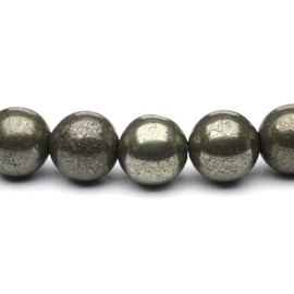 Echtes Pyrit Edelstein Armband mit 6mm Perlen und Edelstahlherz - verschiedene Längen - Heilstein Schutzstein Talisman Glücksbringer Geschenk (Pyrit, 22CM)