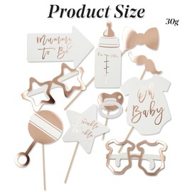 Baby Shower Photo Booth Props 10 Pieces Rose Gold Decorations Boy Girl Newborn Party