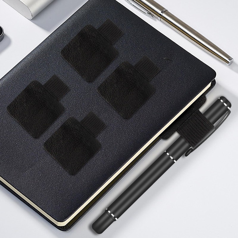 AUXBC 12Pcs Self-Adhesive Pen Loop Holder with Elastic Band, Notebook