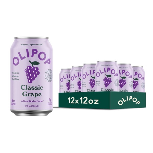 OLIPOP Prebiotic Soda Pop, Classic Grape, A New Kind of