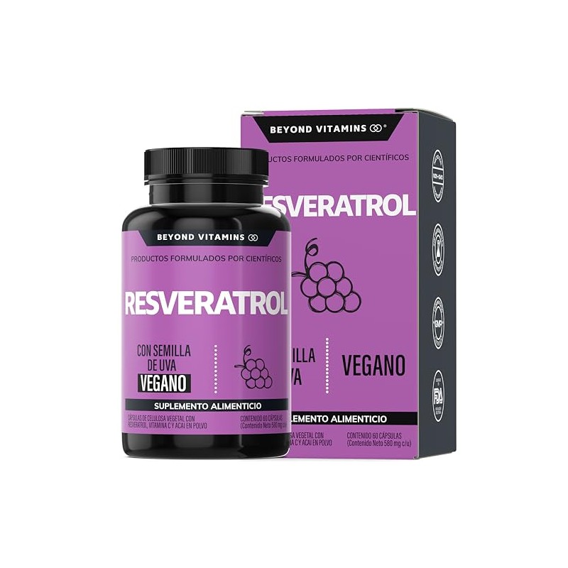 Trans Resveratrol 1160mg Por Porción Potente Antioxidantes Pimienta Negra Absorción