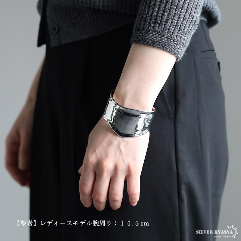Stainless Steel Wide Bangle Wave Simple Bangle Thick Bone Cuff