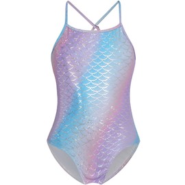 Girls Sparkle Mermaid Swimsuits Sports Bathing Suit One Piece Swimwear for Kids Summer Beach Suit 4 Years