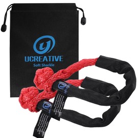 Ucreative 2Pcs Synthetic Soft Shackle 1/2 Inch x 22 Inch (56,000lbs Max Breaking Strength) with Extra Sleeves (Red)