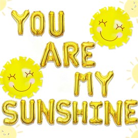 JeVenis You Are My Sunshine Balloons & Banner - Sun Balloons for Baby Shower & Kid's Birthday Party Decorations