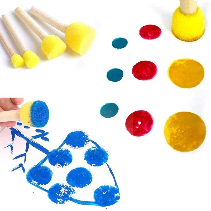 Yoogeer 30Pcs Round Paint Foam Sponge Brush Kids Painting Tools