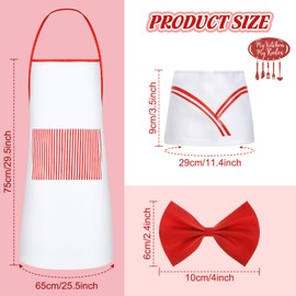 Didaey 4 Pieces 1950s Adult Waiter Costume Kit Apron Tray with Strap Soda Jerk Chef Hat Bow Knot for 1950s Diner Dress Party (Classic Style)