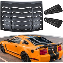 Window Louver for Ford Mustang 2005 2006 2007 2008 2009 2010 2011 2012 2013 2014 Windshield Sun Shade Rain Covers in GT Lambo Style Side & Rear Window Louver Fit All Weather ABS - Matte Black