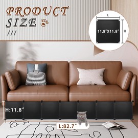 Under Couch Bed Blocker for Pets,7pcs Toy Blockers for Under Furniture Keep Dog/Cat Off Couch Double Fixation Durable Detachable Pet Blocker,82.7" L 11.8" H, Black