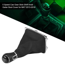 Perilla de Cambio de Palanca de Cambios de Coche de 5 Velocidades + Cubierta de Bota de Polaina para 7 MK7 2013-2017 Vestiduras de Palanca de Cambios de Coche Cuero Artificial y Plástico(negro)