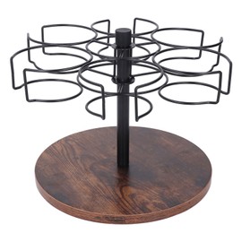 Water Bottle Organizer, 360 Degree Rotating Water Cup Holder 6 Bottles Storage Rack Stand Vintage Rotatable Tray for Kitchen Cabinet Countertop