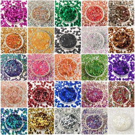 Nsiwem Sequins Set 25 Colours Sequins for Crafts Loose Craft Sequins 6 mm Sequins for Sewing Iridescent Sequins for DIY Crafts Making (approx. 10,000 Pieces)