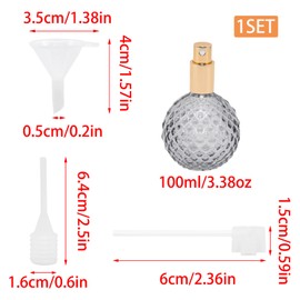 Wuyituart 3.4oz 100ml Refillable Perfume Bottle Empty Atomizer Sprayer Perfume Making Kit Glass Bottle with Pump Head Funnel Dropper, Gray