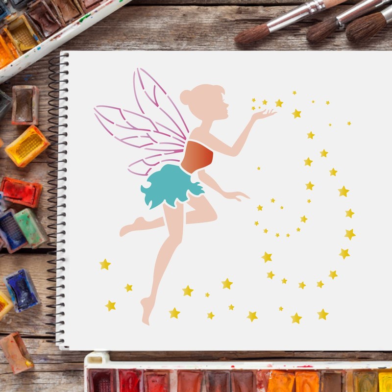 FINGERINSPIRE Elf & Star Drawing Stencils, Painting Stencils, 30 x
