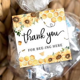 50Pcs Bee Themed Thank You Tags Thank You for Bee-Ing Here Gift Tags Bumble Bee Hanging Tags Labels for Wedding Bridal Shower Baby Shower Bee Themed 1st Birthday Party Favors