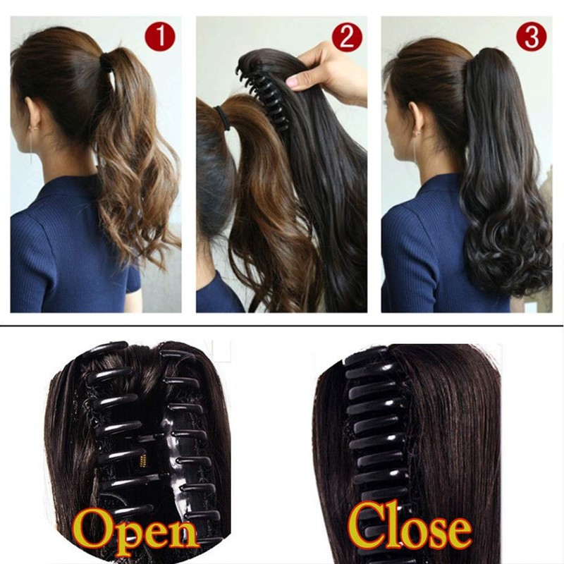 24" Long Ponytail Extensions Yaki Synthetic Claw Clip in Pony