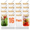 ASKIZ [16Pcs Set] Glass Cups With Bamboo Lids And Straws,16Oz