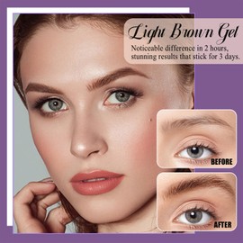 Peel Off Eyebrow Gel, Light Brown Tattoo Eyebrow Gel Easy Peel Off, Long-lasting Natural Color Up to 3 Days, Waterproof Eyebrow Tattoo for Women, Easy Application for Fuller & Defined Looking Brows