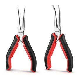 ARROW 2-Piece 6" Needle Nose Pliers Set, Mini Long Nose Pliers & Bent Nose Pliers, Small Needle Nose Pliers for Jewelry Making, Wire Wrapping, Wire Bending Small Object Gripping