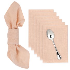 Cotton Linen Cloth Napkins Set of 6 Dinner Kitchen Napkins Bulk 17" x 17" Thick Table Reusable Washable Napkins for Dinner Wedding and Parties (6, Apricot)