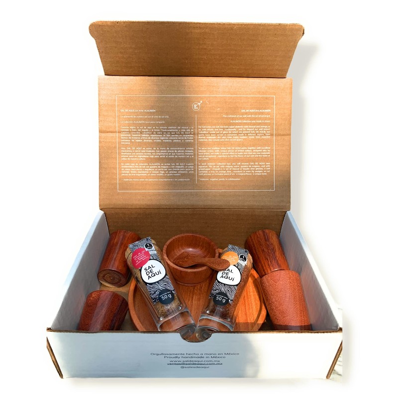SAL DE AQUÍ - Set de 4 mezcaleros de madera