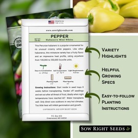 Sow Right Seeds - Habanero White Mini Pepper Seeds for Planting - Non-GMO Heirloom Packet with Instructions to Plant and Grow a Home Vegetable Garden - Super Hot Chili - High Scoville Rating (1)