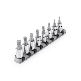 TEKTON 3/8 Inch Triple Square Bit Socket Set with Rail, 8-Piece (M4-M12) | SHB91108