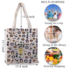 PLITI Coraline Gift Coraline Fan Tote Bag The Secret Door Thriller Movie Inspired Gift Ghost Mother Merchandise Fantasy Film (Corali 2009 TGU)