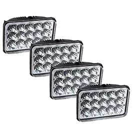 DOT Approved 4PCS LED Headlights Compatible With Peterbilt Mack Kenworth Chevy Trucks Rectangle 4x6" Inch Super Bright 6500K Cool White Lamp H6545/H6054/H4651/H4652/H4656/H4666/H6545/H4668/H4642 H4