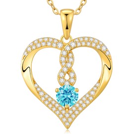 LOUISA SECRET Infinity Heart Necklaces for Women, Gold Plated and 925 Sterling Silver Forever Love Pendant Necklaces, Birthday Anniversary Christmas Jewelry Gift for Her Wife Mom