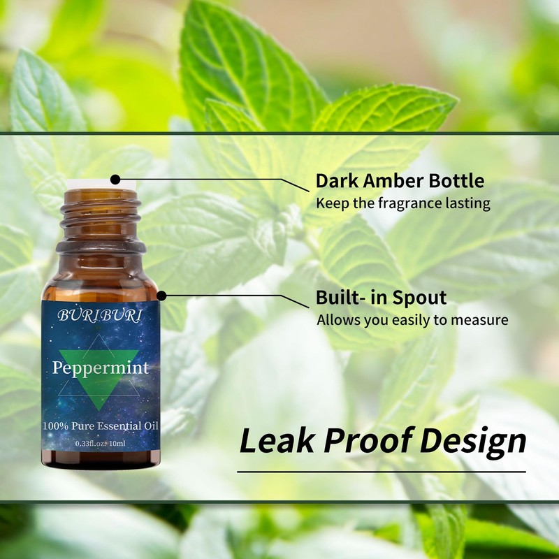 BURIBURI Eucalyptus Oil and Peppermint Essential Oil, 100% Pure, Undiluted,