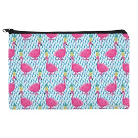 Party Flamingos Pineapples Makeup Cosmetic Bag Organizer Pouch