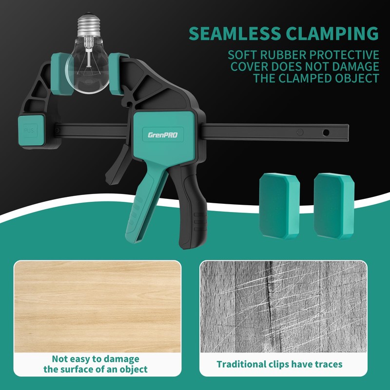 GRENPRO 8-Pack Bar Clamps for Woodworking, 12" and 6" Bar