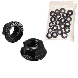 Nut M8, Pack of 20 Nuts Set, Locking Nuts, Stainless Steel Nuts, Flange Nut, Hex Nuts, Screws Nuts for Connecting and Attaching Various Components (20, Black, M6)