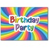 12 x Bright Rainbow Birthday Party Invitations with Orange Envelopes
