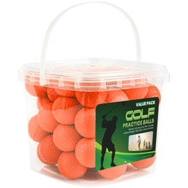 FINGER TEN Golf Practice Balls Foam Colored Value 50 Pack with Bucket, Golf Ball Lightweight Limited Flight for Men Women Driving Range Backyard Training (Orange)