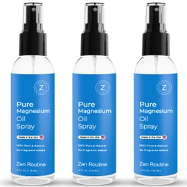 Pure Magnesium Oil Spray – 4oz (3 Pack) Organic USP Grade, Topical Magnesium Spray for Feet, Leg Cramps, Weight Management, Aceite de Magnesio, Natural Salt & Ancient Minerals – Made in The USA