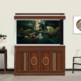 ZatiasMiller Tropical Leaves Aquarium Background Rainforest Green Plants Reptile Habitat Background Lush Tropical Leaves Terrarium Background Fish Tank Decor Vinyl 24x12in