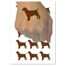 English Springer Spaniel Dog with Heart Temporary Tattoo Water Resistant Fake Body Art Set Collection - 15 2" Tattoos (1 Sheet)