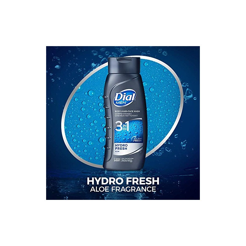 Dial For Men Hair + Body Wash, Hydro Fresh, 20