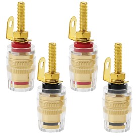 MejaRizon 4mm Bananenstecker Buchse Anschluss Polklemme, 4 Stück, vergoldet Bananen-buchse für Audio Verstärker Lautsprecher Terminal Stecker, Lautsprecher Polklemme Terminals (42 * 14.2mm)