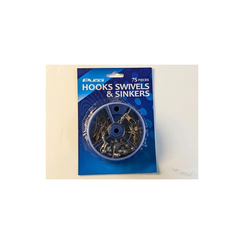 P-Line HSSDB75 Hook, Swivel, Sinker Asst Dial Box 75 Pc