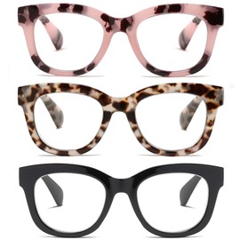 FSRTEP Oprah Style Readers for Women - Stylis Style Reading Glasses Blue Light Blocking and Spring Hinge Oval Ladies HBF +2.75