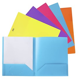 Mr. Pen- Plastic Folders with Pockets, 5 pcs, Assorted Colors, Folders with Pockets, Heavy Duty Plastic Two Pocket Folders, Pocket Folders, Folders, 2 Pocket Plastic Folders, Back to School Supplies