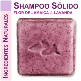 Sinhaki Shampoo Sólido de Flor de Jamaica y Lavanda, Hidratante. Libre de Parabenos y Sulfatos, con Ingredientes Naturales 100 gr