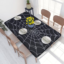Gbuzozie - Mantel rectangular de tela araña de Halloween con borde elástico, manteles de 4 pies, lavable, reutilizable, rectangular, para cocina, comedor, fiesta, 48 pulgadas de largo x 30 pulgadas de