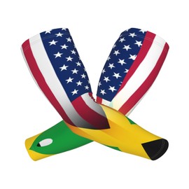 Vykmvtyb American Flag And Jamaican Flag Sun Protection Cooling Arm Sleeves For Men Women, Uv Compression Cooling Sleeve For Sports,Cooling Comfort, And Versatility