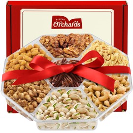 Valentines Day Nuts gift Basket - Delicious Mixed Cravings Gourmet Collection, Features 7 Sectional Platter with Freshly Roasted Nuts, Valentines Gift Basket for Women.
